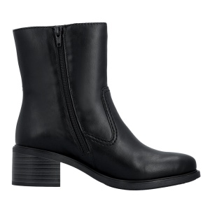 Cizme dama Rieker 74170-00-Negru casual piele ecologica scurte cu toc negru