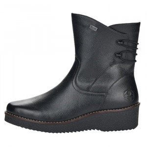 Cizme dama, Rieker, Y4662-00-Negru, casual, piele naturala, impermeabil, scurte, cu platforma, negru