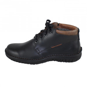 Ghete barbati Krisbut 6327-5-3-Negru casual piele naturala imblanite cu talpa joasa negru