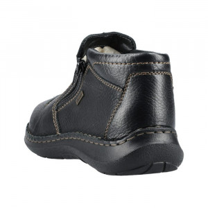 Ghete barbati Rieker 03072-00-Negru casual piele naturala impermeabil imblanite cu talpa joasa negru