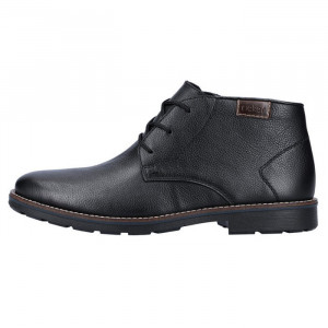 Ghete barbati, Rieker, 15311-00-Negru, casual, piele naturala, imblanite, cu toc, negru