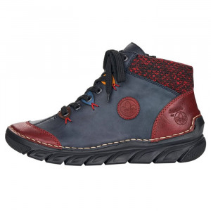 Ghete dama Rieker 55013-35-Albastru-Inchis casual piele ecologica cu talpa joasa albastru inchis