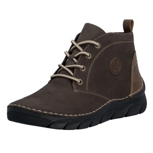 Ghete dama Rieker 55036-25-Maro casual piele naturala imblanite cu talpa joasa maro