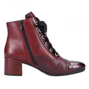 Ghete dama Rieker 70201-35-Bordo elegant piele naturala imblanite cu toc bordo