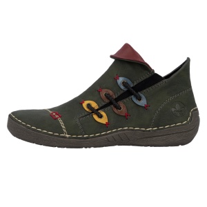 Ghete dama, Rieker, 72581-54-Verde, casual, piele ecologica, cu talpa joasa, verde