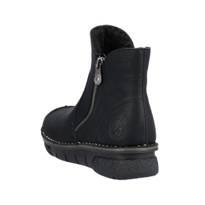Ghete dama Rieker 73357-00-Negru casual piele ecologica imblanite cu talpa joasa negru
