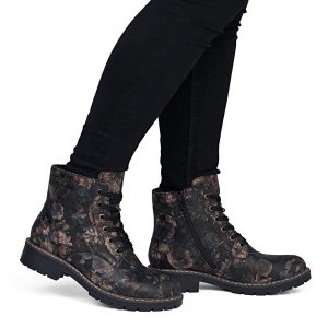 Ghete dama Rieker Y9103-90-Multicolor casual piele ecologica impermeabile imblanite cu toc multicolor