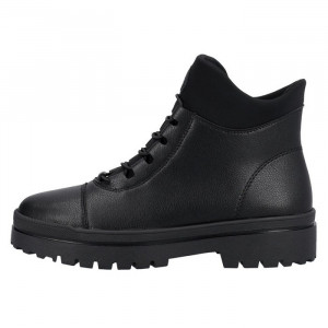 Ghete dama, Rieker, Z4463-00-Negru, casual, piele naturala, imblanite, cu toc, negru