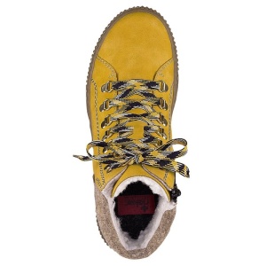 Ghete dama Rieker Z6633-68-Galben casual piele ecologica imblanite cu talpa joasa galben