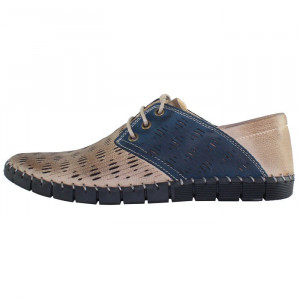 Pantofi barbati, Dogati, 106-08-53-Bej, casual, piele naturala, perforati, cu talpa joasa, bej