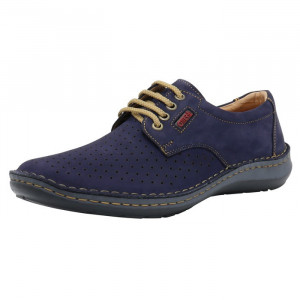 Pantofi barbati Otter OT9554-42-2-Albastru-Inchis casual piele naturala perforati cu talpa joasa albastru inchis