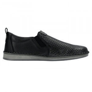 Pantofi barbati Rieker 05457-00-Negru casual piele naturala perforati cu talpa joasa negru