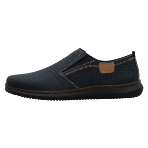 Pantofi barbati, Rieker, 10452-14-Albastru, casual, piele naturala, perforati, cu talpa joasa, albastru