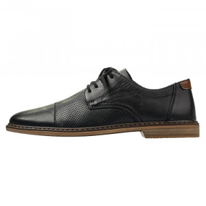 Pantofi barbati, Rieker, 13427-00-Negru, casual, piele naturala, cu toc, negru