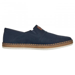 Pantofi barbati Rieker B5256-14-Albastru-Inchis casual piele naturala perforati cu talpa joasa albastru inchis