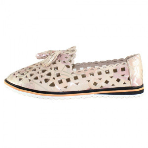 Pantofi dama Dogati 526-Bej casual piele naturala cu talpa joasa bej