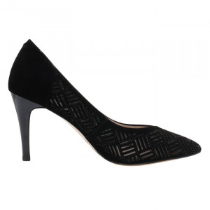 Pantofi dama Epica K3K320061-01-I-Negru elegant piele intoarsa cu toc negru