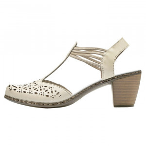 Pantofi dama Rieker 40969-80-Bej casual piele naturala cu toc bej