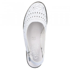 Pantofi dama Rieker 40983-80-Alb casual piele naturala cu toc alb