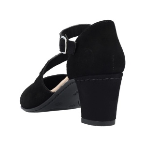 Pantofi dama Rieker 41080-00-Negru elegant piele intoarsa cu toc negru