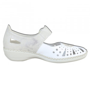 Pantofi dama Rieker 41368-80-Alb casual piele naturala cu talpa joasa alb