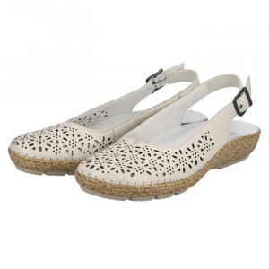 Pantofi dama Rieker 44861-60-Bej casual piele naturala cu talpa joasa bej
