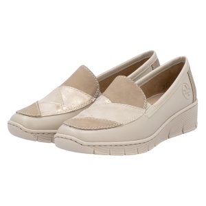 Pantofi dama Rieker 53785-60-Bej casual piele naturala cu talpa joasa bej