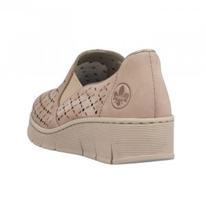 Pantofi dama Rieker 53795-60-Bej casual piele naturala cu talpa joasa bej