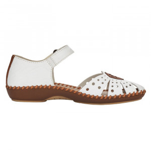 Pantofi dama Rieker M1672-80-Alb casual piele naturala cu talpa joasa alb