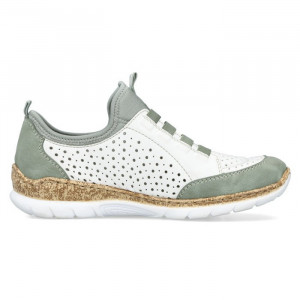 Pantofi dama Rieker N4277-90-Alb casual piele ecologica cu talpa joasa alb