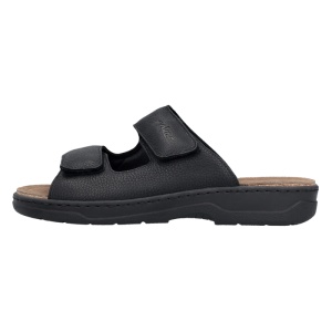 Papuci barbati, Rieker, 20390-00-Negru, casual, piele naturala, cu talpa joasa, negru