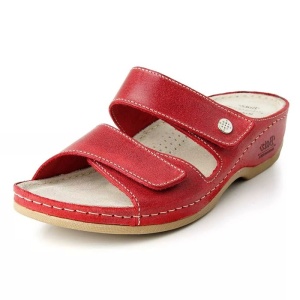 Papuci dama Batz FC06-Rosu casual piele naturala ortopedici cu platforma rosu