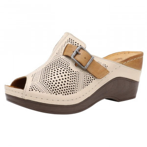 Saboti dama Pass Collection O9044-155-03-N-Bej casual piele naturala cu platforma bej