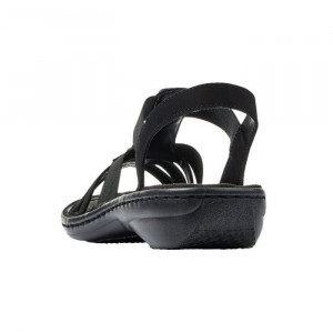 Sandale dama Rieker 60806-00-Negru casual piele ecologica cu talpa joasa negru