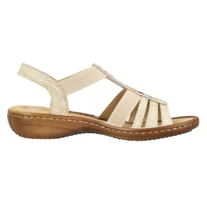 Sandale dama Rieker 60808-60-Bej casual sintetic cu talpa joasa bej
