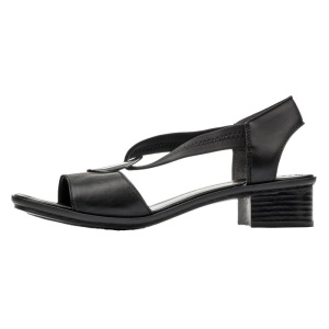 Sandale dama, Rieker, 62662-01-Negru, casual, piele naturala, cu toc, negru