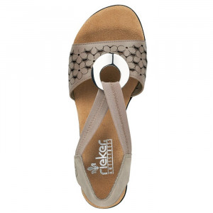 Sandale dama Rieker 64677-64-Bej casual piele naturala cu toc bej