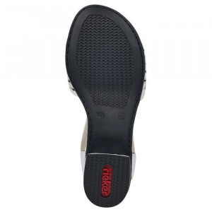 Sandale dama Rieker 64677-80-Alb casual piele naturala cu toc alb