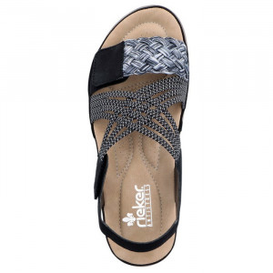 Sandale dama Rieker 64889-00-Negru casual piele ecologica cu talpa joasa negru