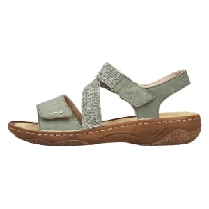 Sandale dama, Rieker, V2862-52-Verde, casual, piele ecologica, cu talpa joasa, verde