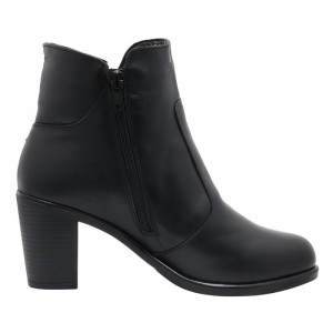 Botine dama Nicolis 153627-Negru casual piele naturala imblanite cu toc negru