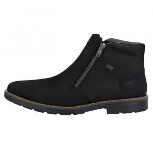 Cizme barbati, Rieker, 15353-00-Negru, casual, piele naturala, impermeabil, scurte, cu toc, negru