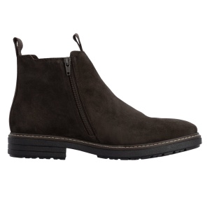 Cizme barbati Rieker 33180-28-Maro casual piele intoarsa scurte imblanite cu toc maro