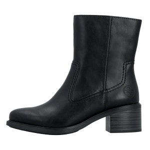 Cizme dama, Rieker, 74170-00-Negru, casual, piele ecologica, scurte, cu toc, negru