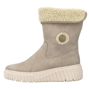 Cizme dama, Rieker, N2554-60-Bej, casual, piele ecologica, scurte, cu talpa groasa, bej