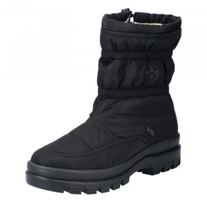 Cizme dama Rieker X9080-00-Negru casual textil impermeabil scurte cu talpa joasa negru