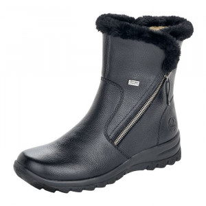 Cizme dama Rieker Z7181-00-Negru casual piele naturala impermeabil scurte cu talpa joasa negru