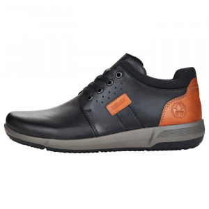 Ghete barbati, Rieker, B0920-00-Negru, casual, piele naturala, cu talpa joasa, negru