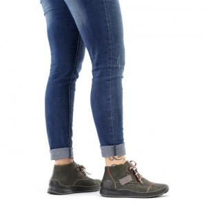 Ghete dama Rieker 51534-54-Verde casual piele ecologica cu talpa joasa verde