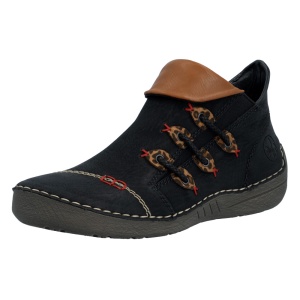 Ghete dama Rieker 72581-00-Negru casual piele ecologica cu talpa joasa negru